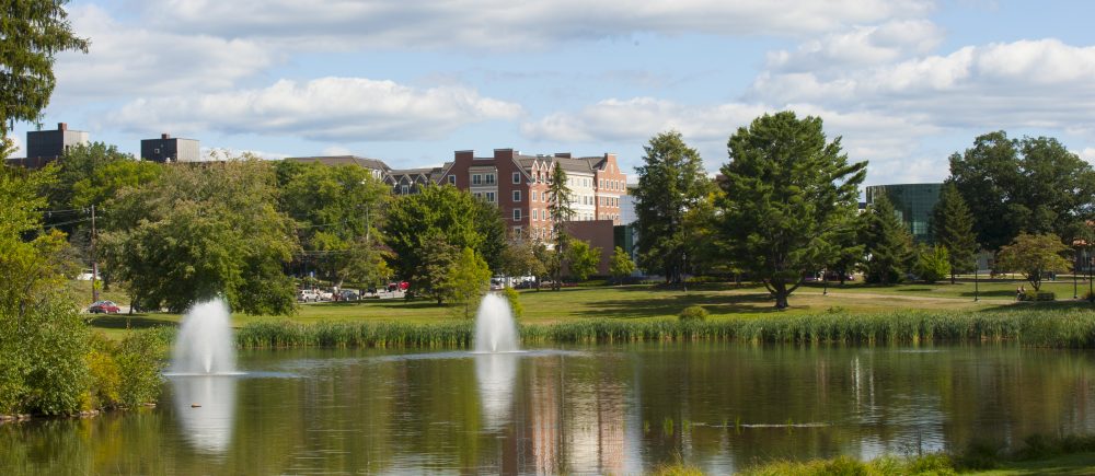 Miror Lake on a summer day on Aug. 29, 2014. (Sean Flynn/UConn Photo)
